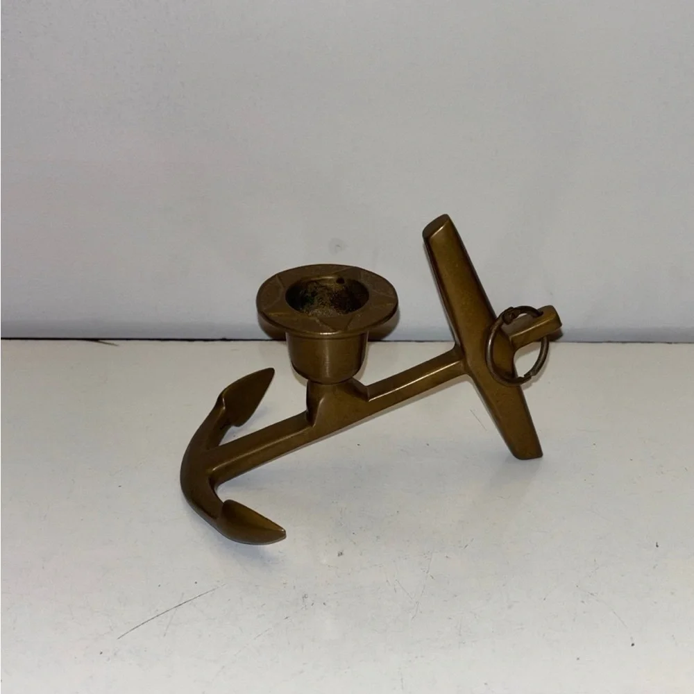 Nautical ANCHOR Maritime Ship Candle Stick Holder Art solid brass vintage
